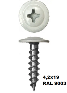 Самонаріз з прес-шайбою без бура 4,2х19 RAL 9003 (108-114) 000046028 фото