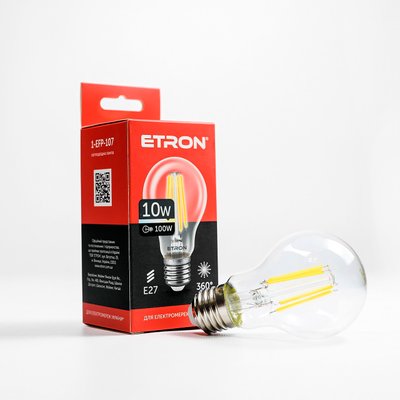 ..NEW.Лампа ETRON Filament Power LED A60 10W/3000K/E27 (1-EFP-107) 000051397 фото