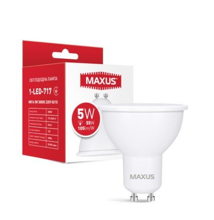 ..NEW.Лампа MAXUS LED MR-16 GU-10/5W/3000K/(1-LED-717) 000067365 фото