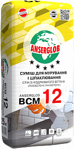 Суміш Anserglob ВСМ 12 (Для перетяжки газоблоків, 1-10мм) 25кг 000022846 фото