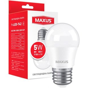 ..NEW.Лампа MAXUS LED малий шар Е27/5W/4100К/(1-LED-742) 000049342 фото