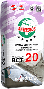 Штукатурка Anserglob BCT 20 (Стартова цементно-вапняна сіра) 25кг 000008608 фото