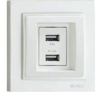 Розетка USB-зарядка подвійна Mono Electric (білий) (102-190005-178) 000071594 фото