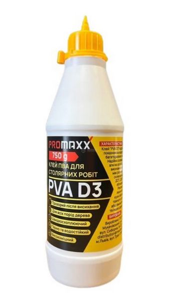 Клей для столярних робіт PVA D3, 750мл PROMAXX 000074169 фото