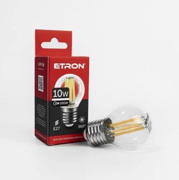 ..NEW.Лампа ETRON Filament Power LED G45 10W/4200K/E24 (1-EFP-156) 000017412 фото