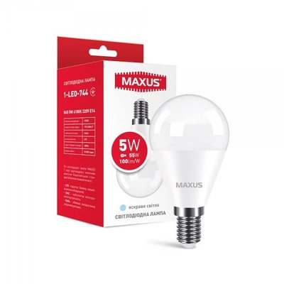 ..NEW.Лампа MAXUS LED шар G45 Е14/5W/4100К/(1-led-744) 000059431 фото