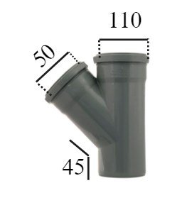 Трійник ПВХ 110/50мм - 45° каналізаційний 000035965 фото