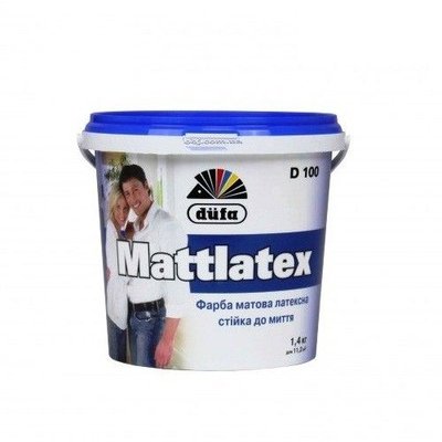 Фарба Mattlatex D100 1 л./ 1,4кг латексна матова TM DUFA 000004659 фото