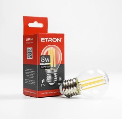 ..NEW.Лампа ETRON Filament Power LED G45 8W/4200K/E27 (1-EFP-142) 000051153 фото