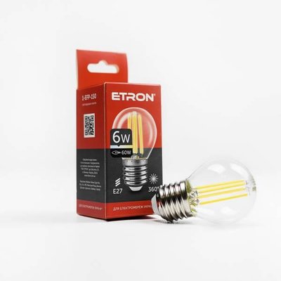 ..NEW.Лампа ETRON Filament Power LED G45 6W/4200K/E27 (1-EFP-150) 000051155 фото
