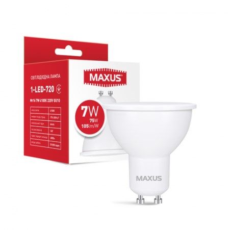 ..NEW.Лампа MAXUS LED MR-16 GU-10/7W/4100K/(1-LED-720) 000048735 фото