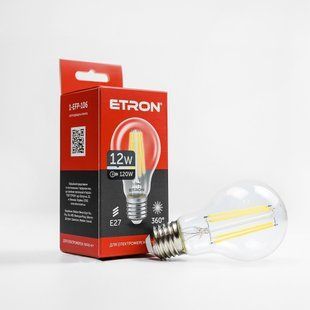 ..NEW.Лампа ETRON Filament Power LED A60 12W/4200K/E27 (1-EFP-106) 000051152 фото
