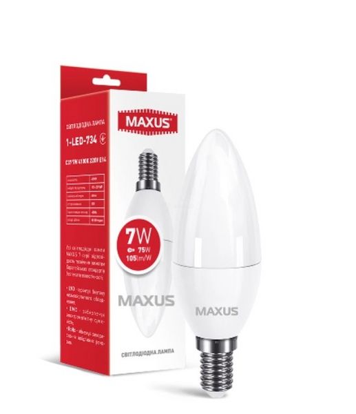 ..NEW.Лампа MAXUS LED Свіча Е14/7W/4100К/1-LED-734 000048737 фото