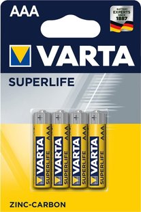 Батарейка VARTA SUPERLIFE AAA блістер 4 шт (уп.10шт) Yellow 000052645 фото