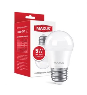 ..NEW.Лампа MAXUS LED малий шар Е27/5W/3000К/(1-LED-741) 000048738 фото