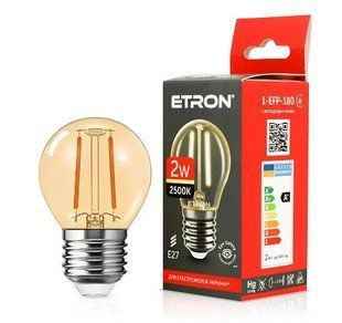 ..NEW.Лампа ETRON Filament Power LED G45 2W/2500K/E27 000083408 фото