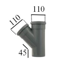 Трійник ПВХ 110/110мм - 45° каналізаційний 000013369 фото