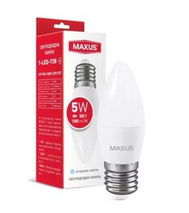 ..NEW.Лампа MAXUS LED Свіча Е27/5W/4100К/1-LED-738 000059818 фото