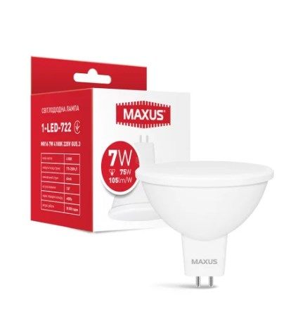 ..NEW.Лампа MAXUS LED MR16 7W/4100К GU5.3 (1-led-722) 000052458 фото