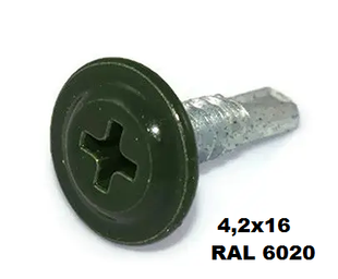 Самонаріз з прес-шайбою з буром 4,2х16 RAL 6020 (108-03) 000046310 фото