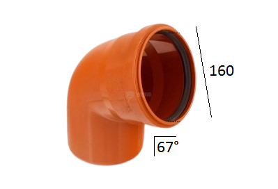 Коліно магістральне ПВХ 160мм - 67° каналізаційне 000028075 фото