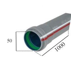 Труба ПВХ 50х1,8х1000мм каналізаційна 000022387 фото