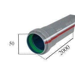 Труба ПВХ 50х1,8х2000мм каналізаційна 000022399 фото