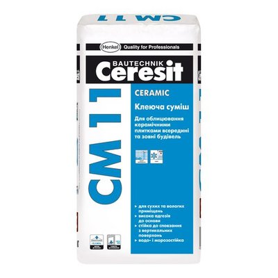 Клей для плитки Ceresit СМ-11 (Для плитки до 40х40см) 25кг 000037363 фото