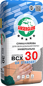 Клей для плитки Anserglob ВСХ 30 (Для плитки до 30х30см) 25кг 000004884 фото