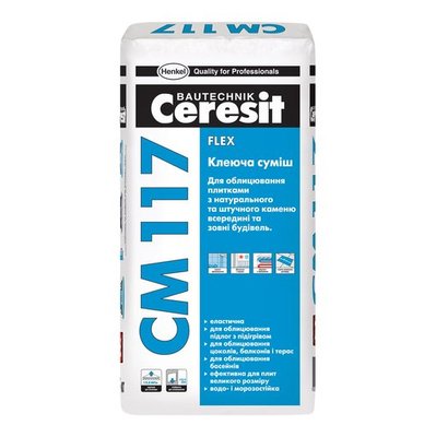 Клей для плитки Ceresit SUPER СМ-117 (Еластичний) 25кг 000019745 фото
