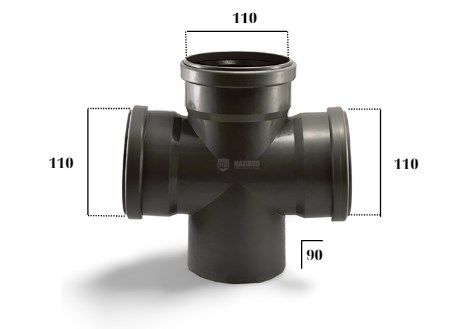 Хрестовина ПВХ 110/110/110мм - 90° каналізаційна 000005003 фото