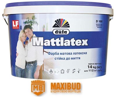 Фарба Mattlatex D100 10 л./ 14 кг. латексна матова TM DUFA 000030209 фото