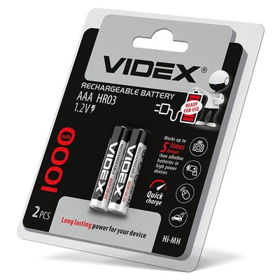 Аккумулятор Videx HR03/AAА 1000mAh (блістер 2 шт.) 000041713 фото