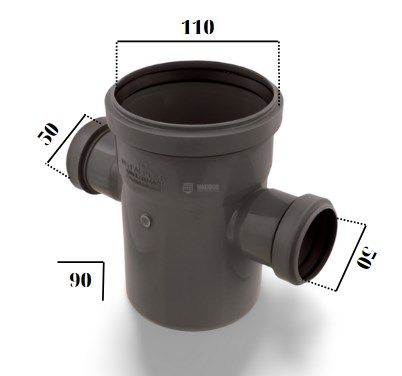 Хрестовина ПВХ 110/50/50мм - 90° каналізаційна 000021995 фото