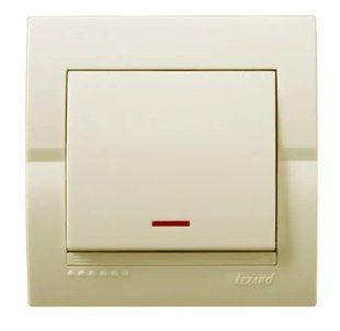 Вимикач з підсвіткою 1кл. КРЕМ (DERIY) LEZARD 2097 000015483 фото