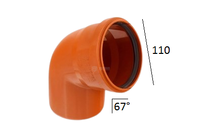 Коліно магістральне ПВХ 110мм - 67° каналізаційне 000022253 фото