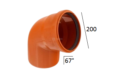 Коліно магістральне ПВХ 200мм - 67° каналізаційне 000045978 фото