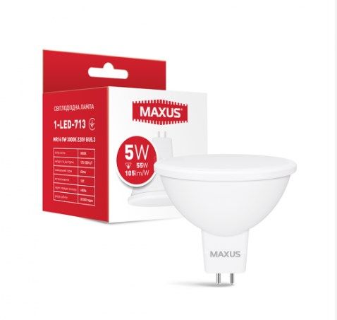 ..NEW.Лампа MAXUS LED MR-16 G-5.3/5W/3000K/(1-LED-713) 000061996 фото